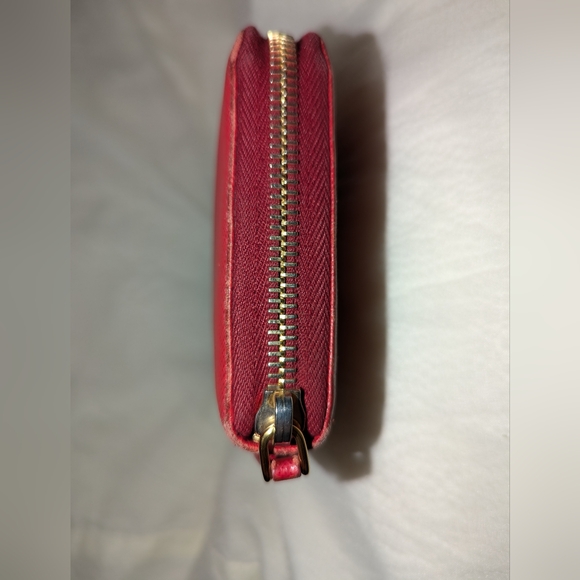 Prada Saffiano Leather Zip Around Continental Wallet Red GUC - Picture 3 of 12